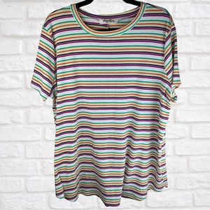 2x-3x Stripped Ribbed Haptics Brand Tee with lots of stretch Plus Size Top
